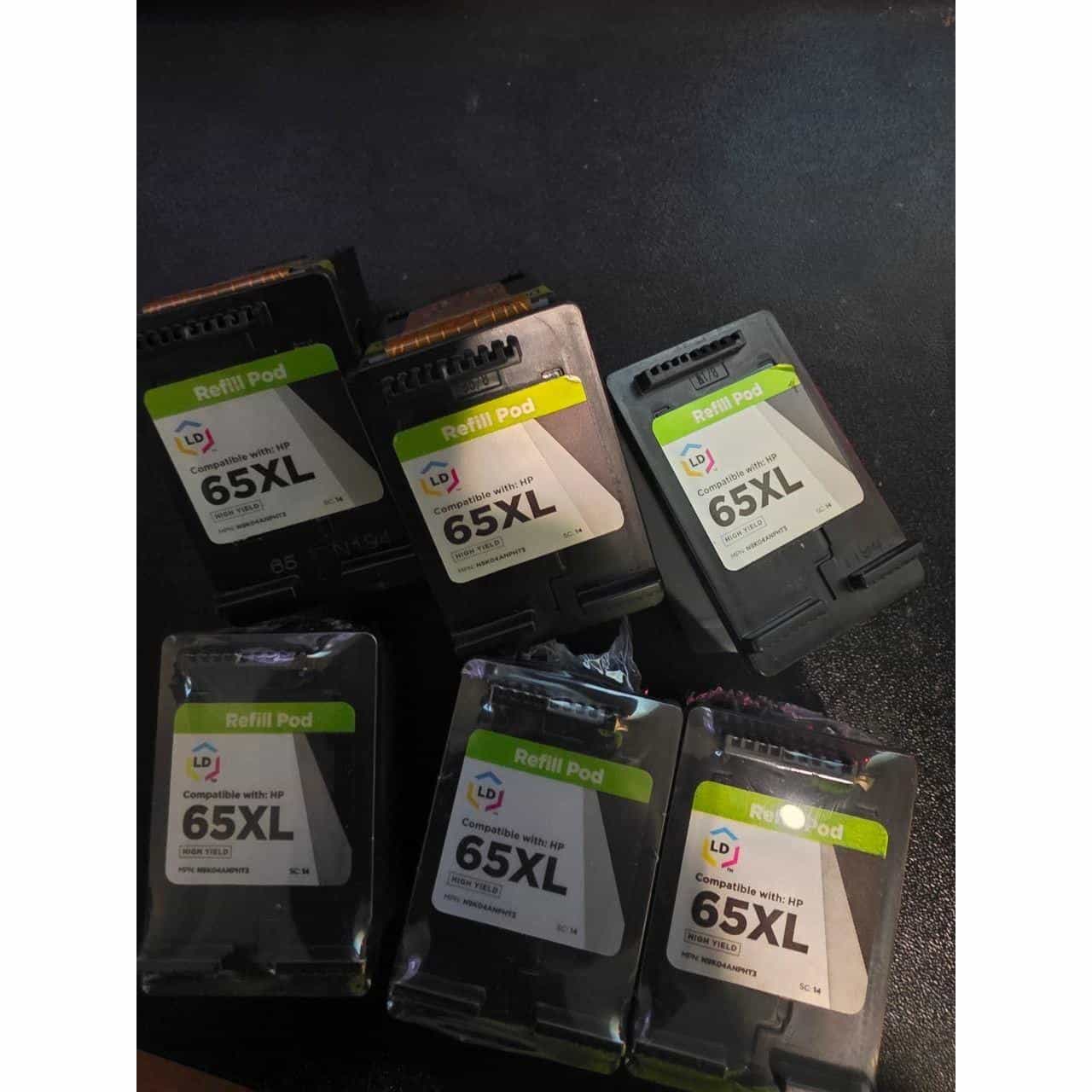 6 pcs Pack LD Replacement for HP 65XL N9K04AN High Yield Black Ink Cartridge