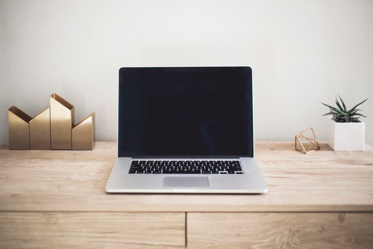 Open laptop on a desk