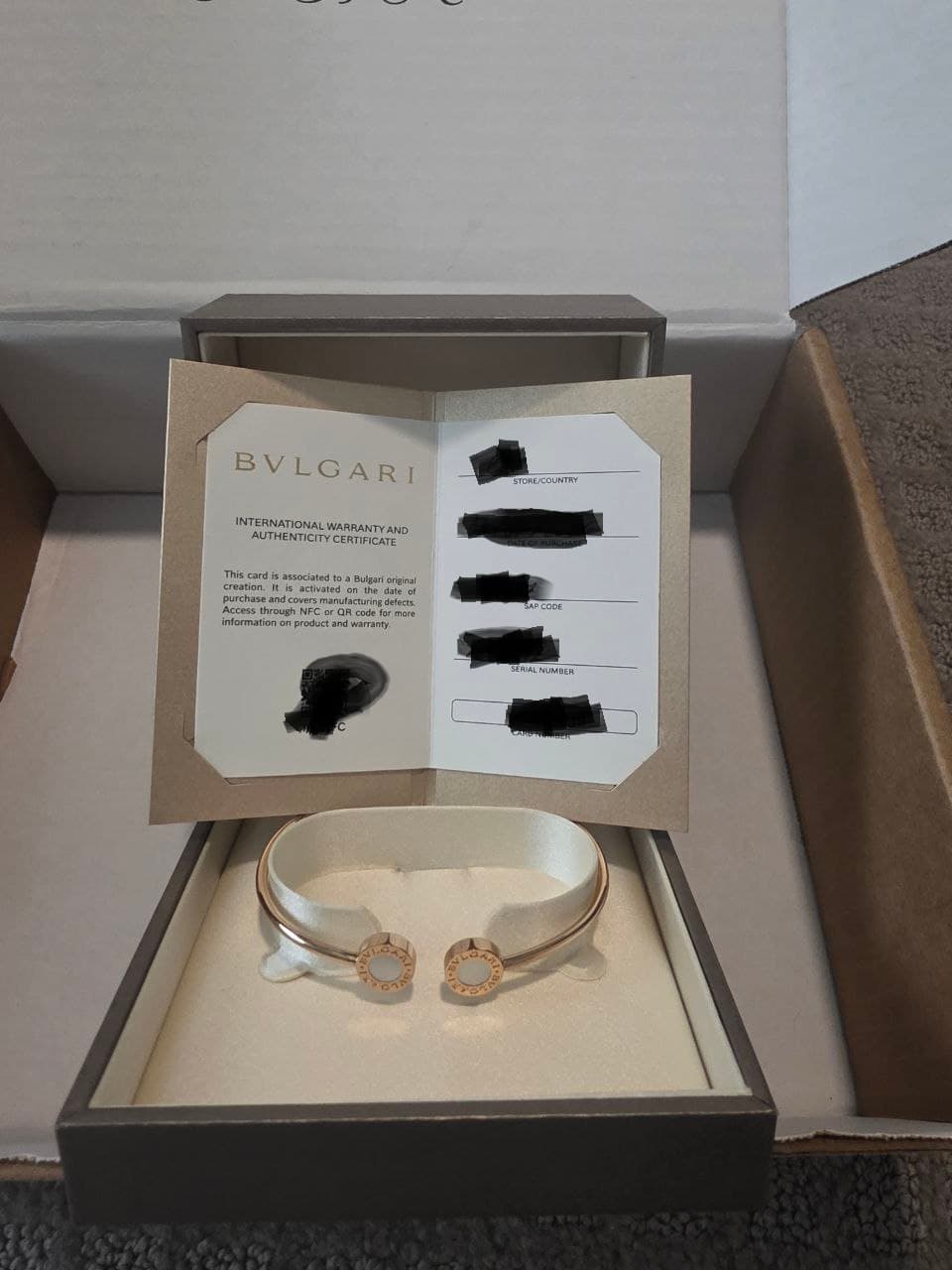 Bvlgari 18 kt rose gold wire bracelet set with mother of pearl cuff thumbnail 5