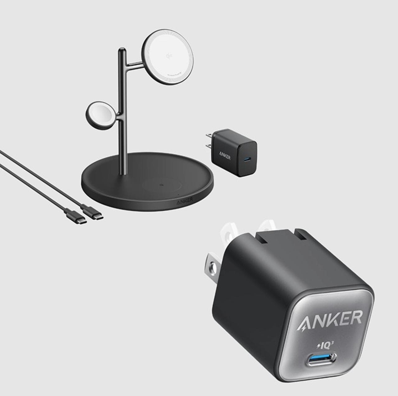 Anker MagGo Wireless Charging Station (3-in-1 Stand) and Anker Nano Charger 30W image 1